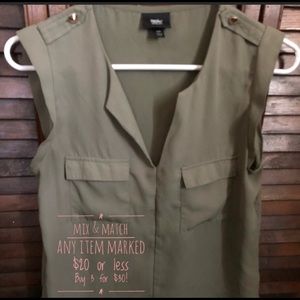 Mossimo olive green sleeveless blouse